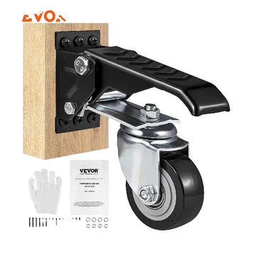 Workbench Casters, 299kg Load Capacity, Side Mounted, Retractable Lowering Wheel, 4 Pcs