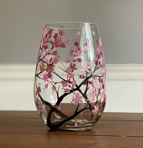 Four Seasons Tree Wine Glasses - Hand Painted Art 5