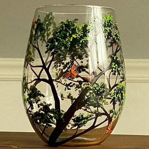 Four Seasons Tree Wine Glasses - Hand Painted Art 6
