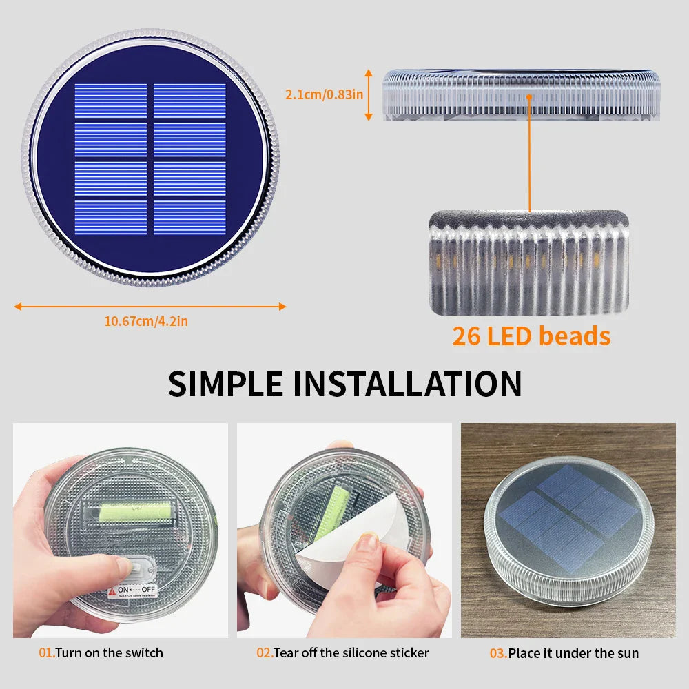 LumaPath Solarleuchten Set | IP68 Wasserdicht | Kabellos & Selbstklebend | 360° Licht 3