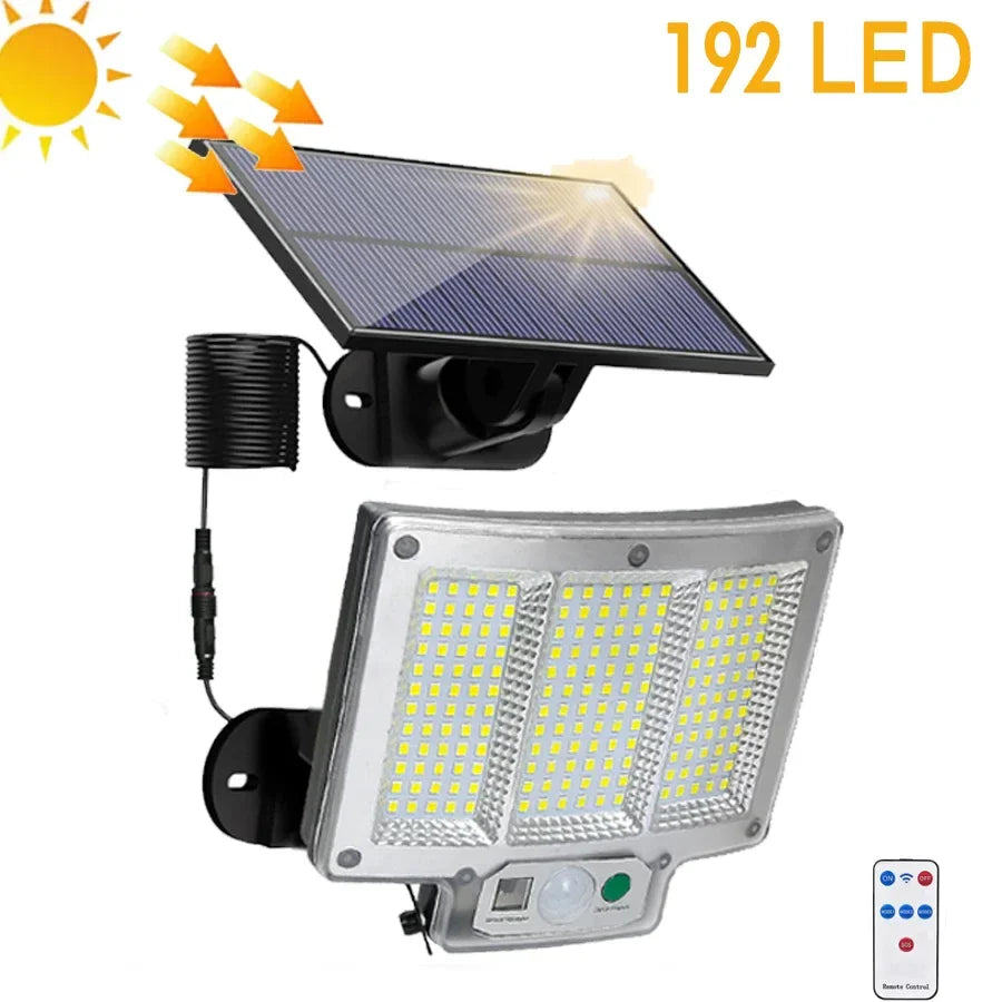 LumoPower Solarleuchte | 192 LEDs | Bewegungsmelder & Fernbedienung | Wetterfest & Flexibel 0