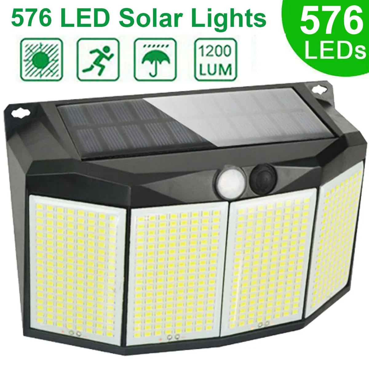 SolarMax | LED Strahler Außen | 576 LEDs Bewegungssensor | IP65 Solar Flutlicht 1