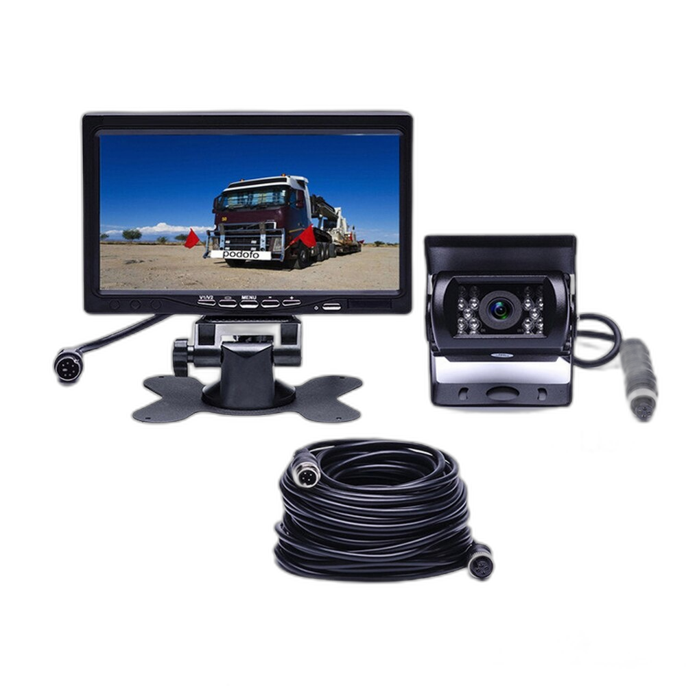 7 inch Auto Monitor Scherm + IR Nachtzicht Camera - DC 12V-24V Bus