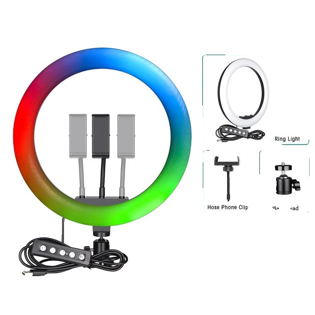 Selfie Ring Light, 12 inch diameter, 15 kleuren, verstelbare standaard