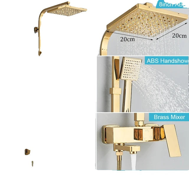 Shower Faucet Set, Rainfall Bathtub Tap, Bathroom Shelf