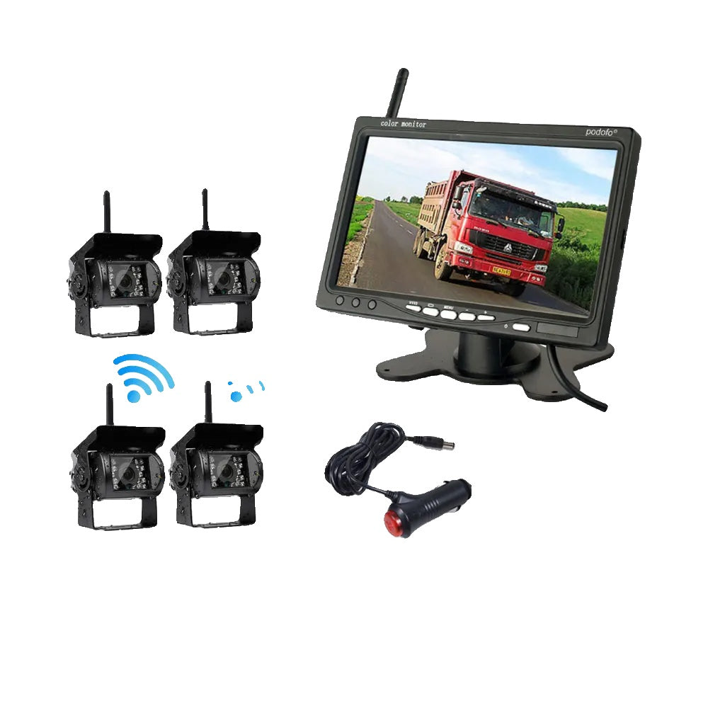 Draadloze achteruitrijcamera, 7 inch HD TFT LCD-monitor, voertuigback-up voor vrachtwagens en campers.