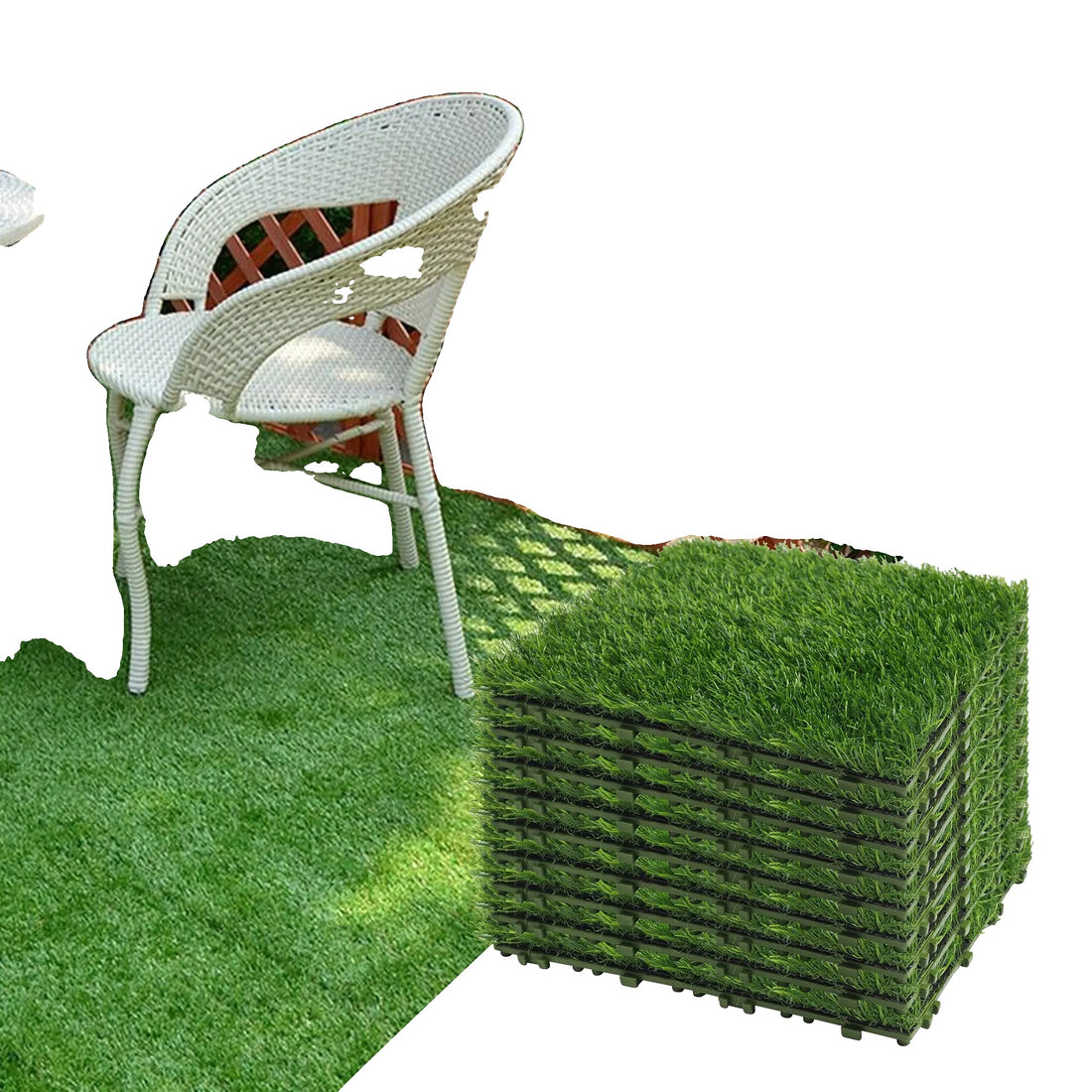 Artificial Grass Turf Tiles, Self Draining, Synthetic Rug