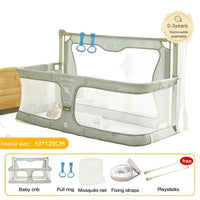 Portable Baby Crib, Liftable Bumpers, 3 in 1 Bed Guardrail