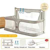 Portable Baby Crib, Liftable Bumpers, 3 in 1 Bed Guardrail