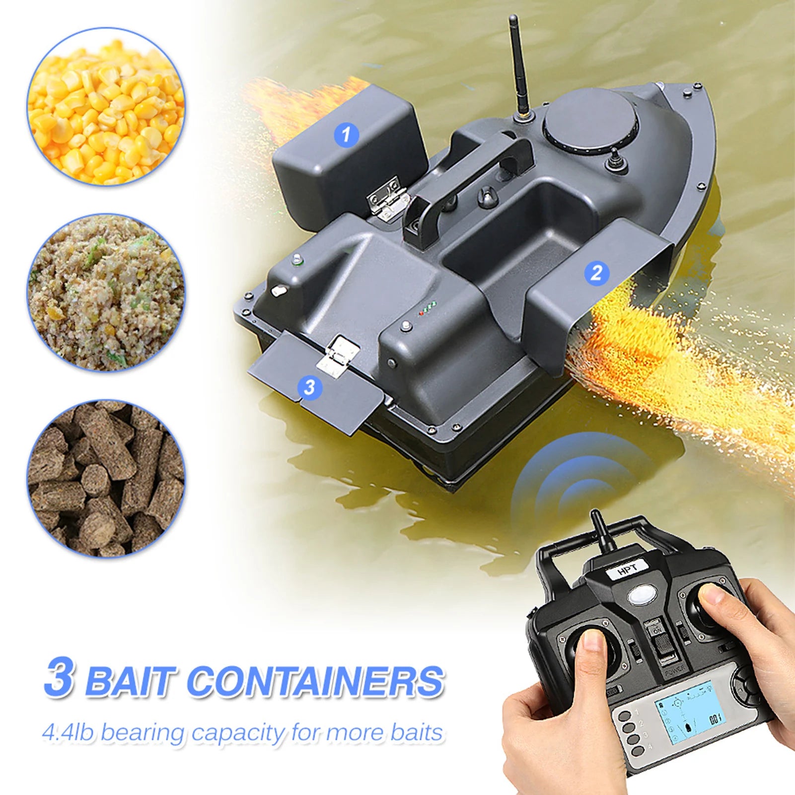 GPS Fishing Bait Boat, 12000mAh Battery Capacity, Automatic Return Function