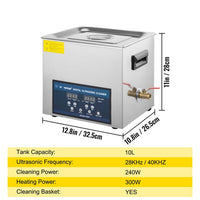 Ultrasonic Cleaner, Dual Frequency, Heating & Degas Function