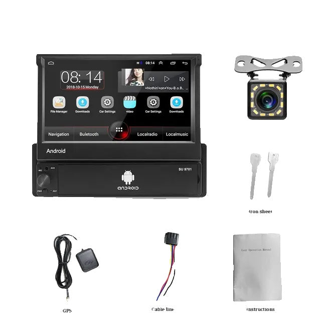 Android Car Radio, 7 Inch Retractable Touch Screen, GPS