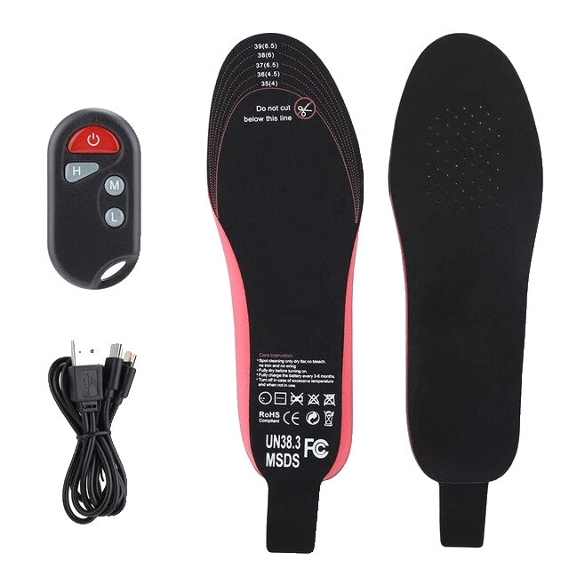 Electric Heated Insoles, 2100mAh Battery, Remote Control