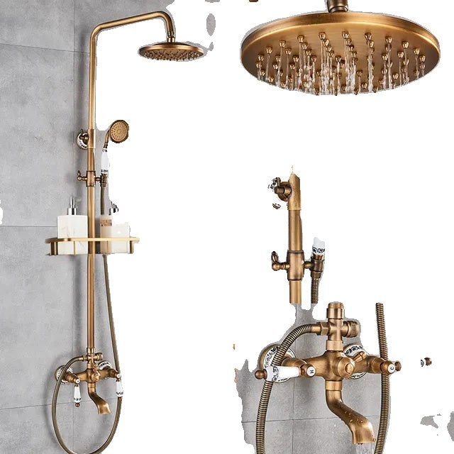 Badkamer Douche Set, Antiek Messing, Muurbevestigd