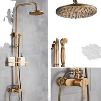 Badkamer Douche Set, Antiek Messing, Muurbevestigd