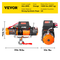 Electric Winch, 3-Stage Planetary Gear, Sliding Ring Clutch