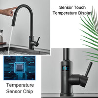 Kitchen Faucet, Digital Temperature Display, Pull Out Nozzles