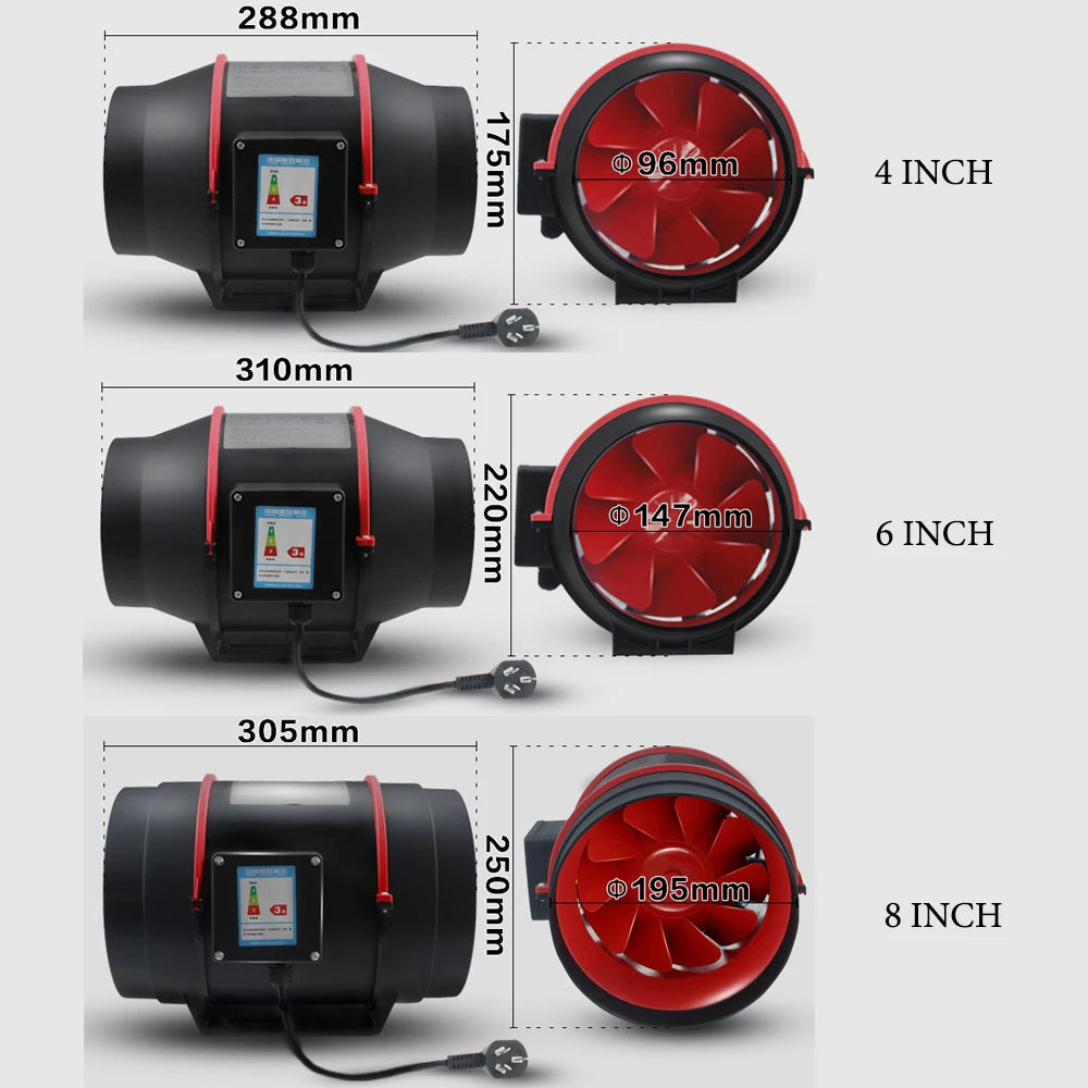 Duct Fan Kit, Remote Switch Speed Controller, Carbon Filter