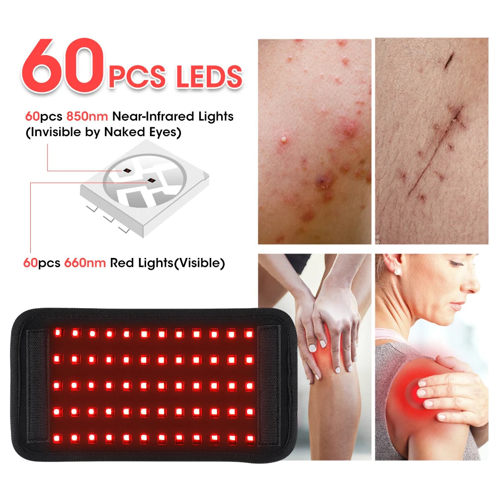 Rood Licht Therapie Pad, 660nm 850nm Infrarood Verwarmde Fysiotherapie Riem