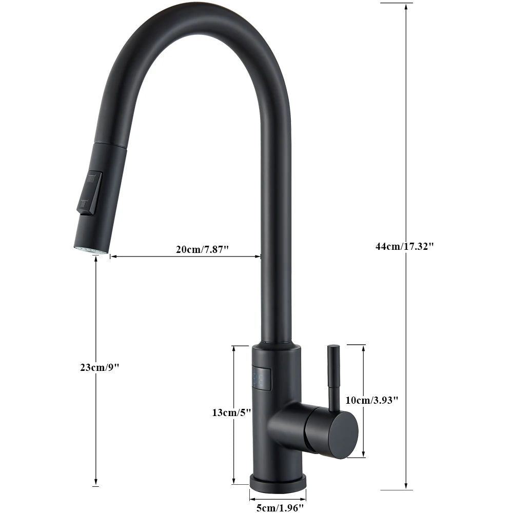 Kitchen Faucet, Digital Temperature Display, Pull Out Nozzles