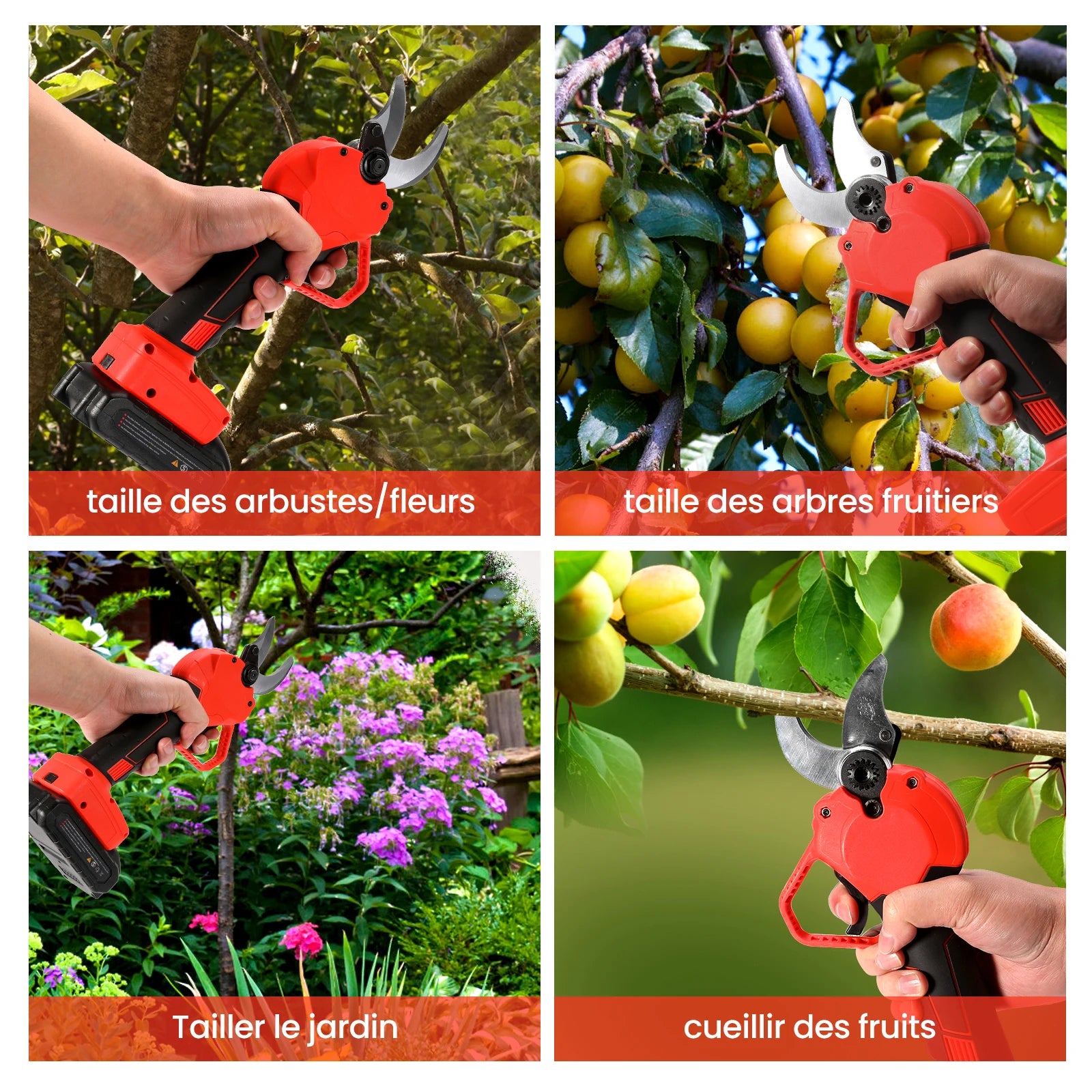 Electric Pruning Shears, Cordless Operation, 750W Power