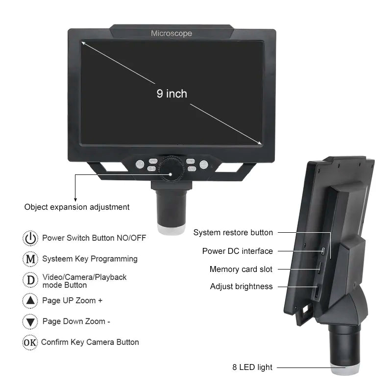 Digital Microscope, 1600X Magnification, LED Light Illumination