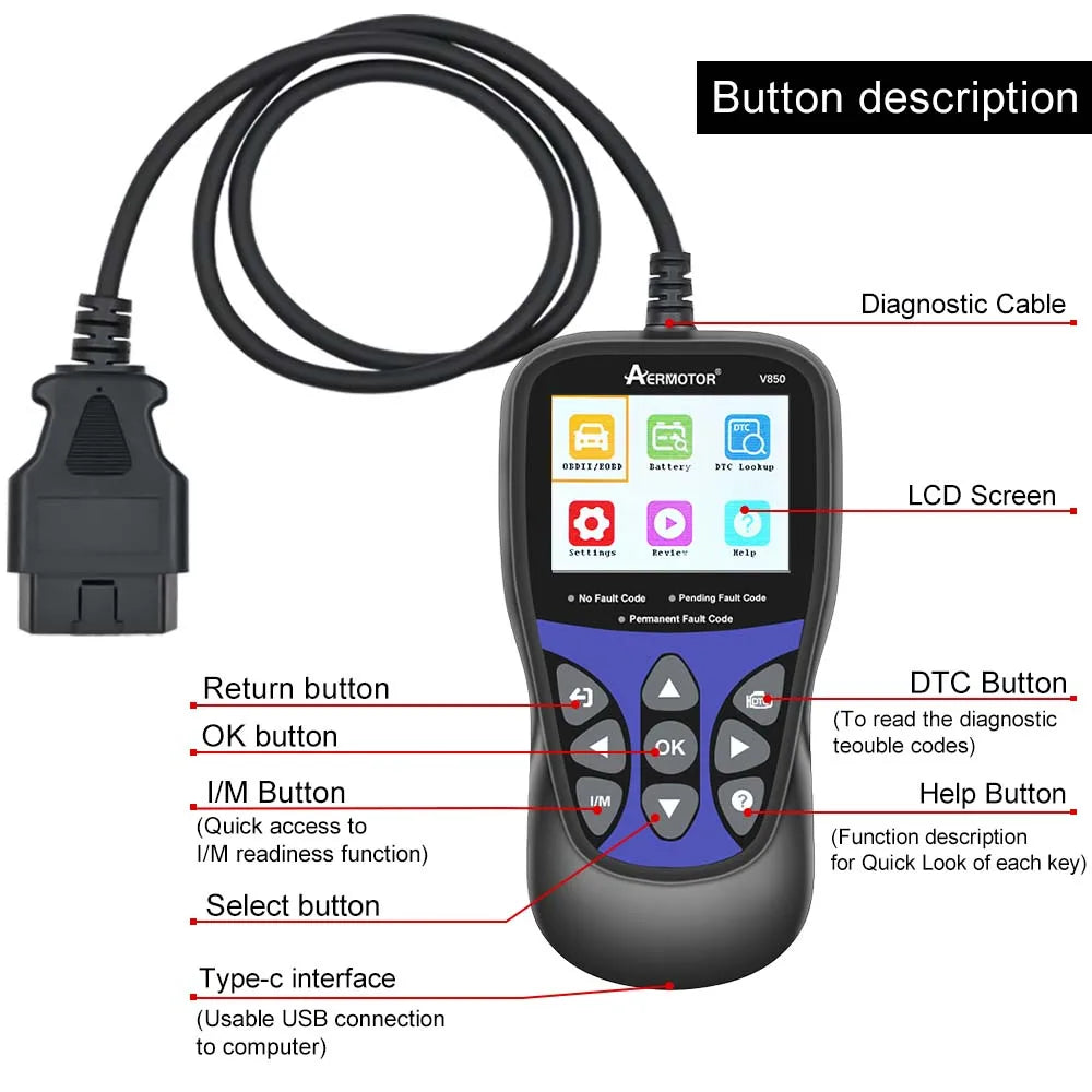 Auto Diagnostische Code Scanner, OBD2 Compatibiliteit, Live PCM Datastroom Uitlezen