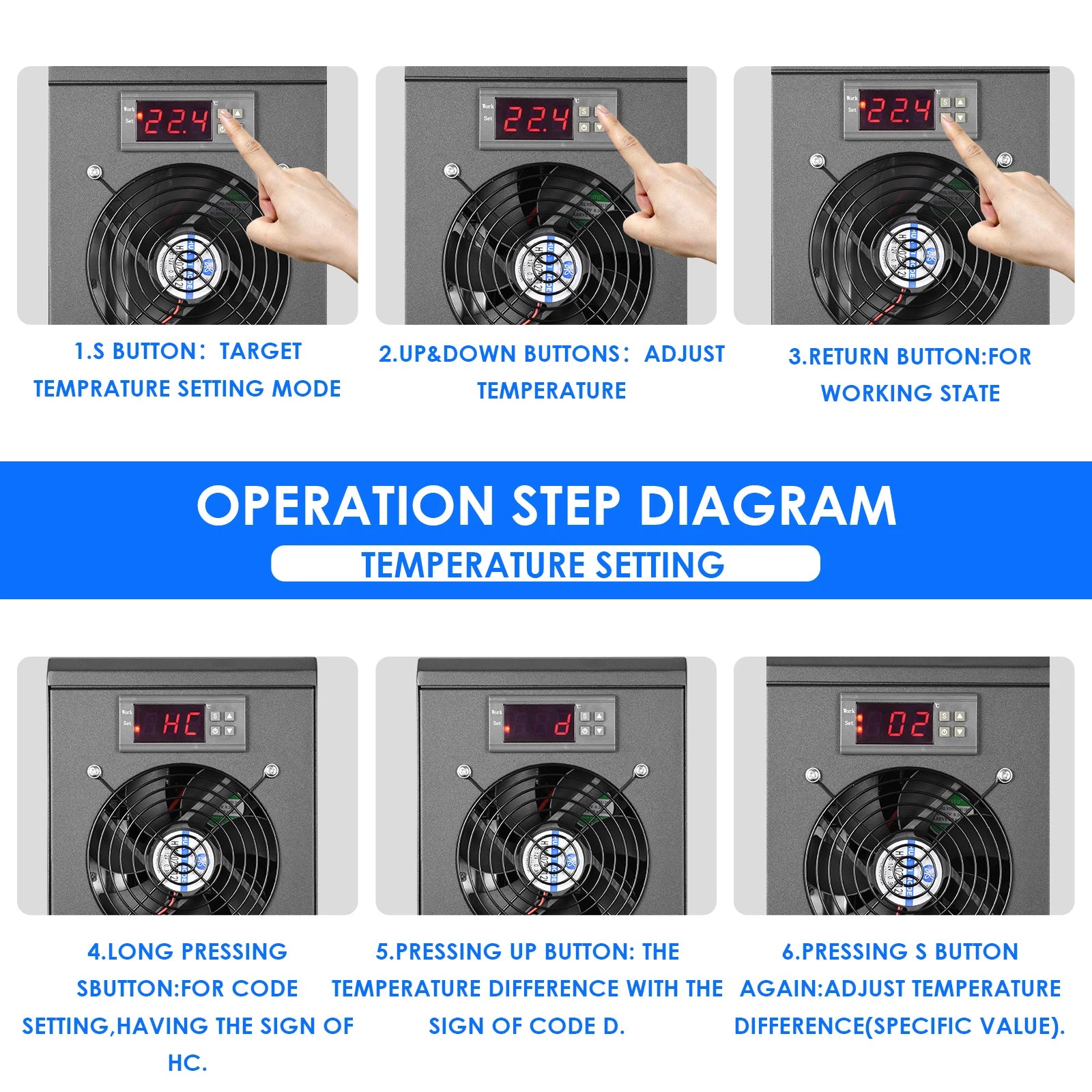 Aquarium Water Chiller, 32-212°F Temperature Setting, Suitable for 16gal Water