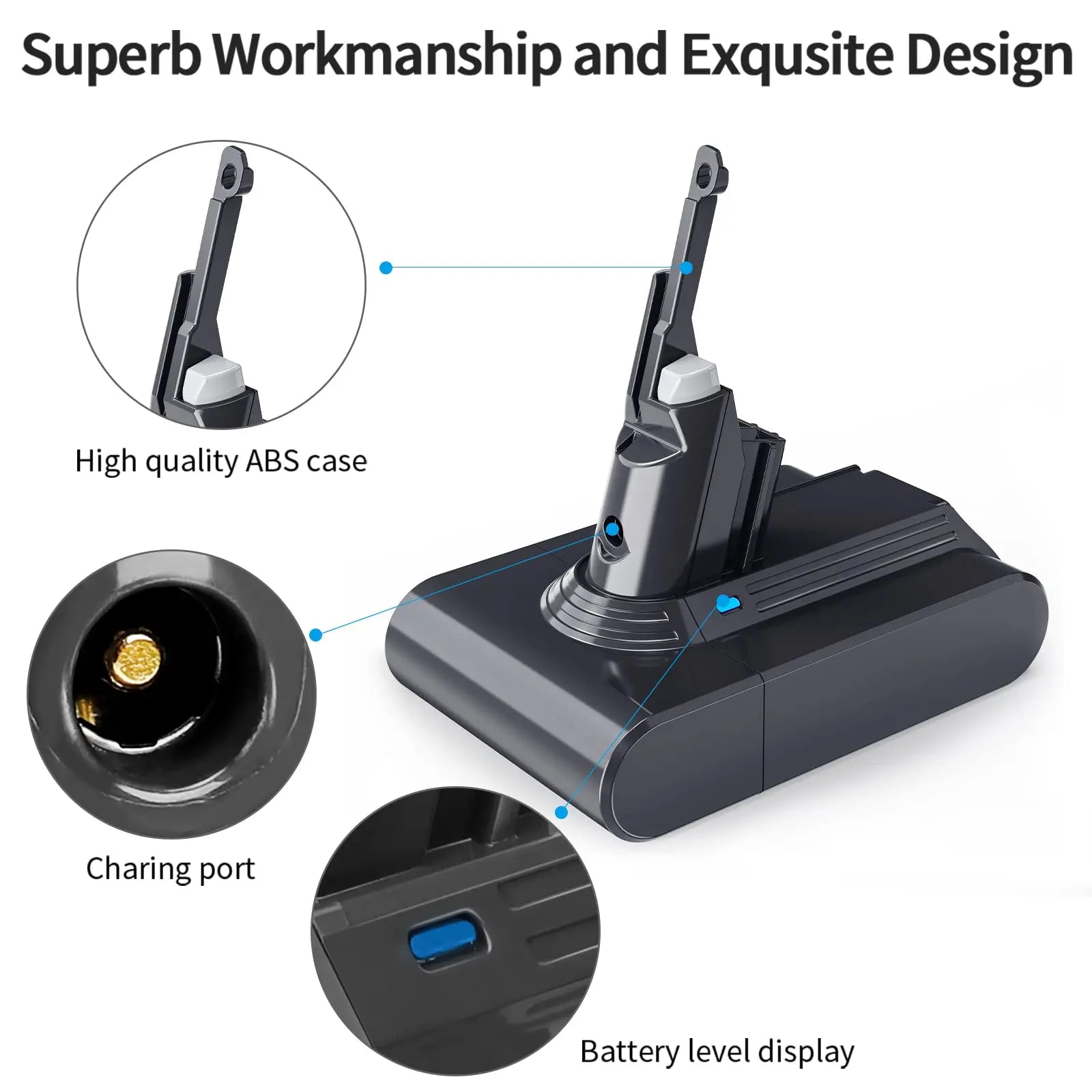 Dyson V7 Stofzuiger Batterij, 21,6V, 6000mAh