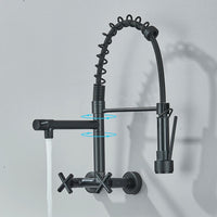 Kitchen Faucet, Wall Mounted, Dual Swivel Spouts