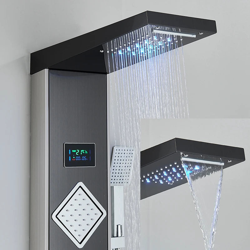 Shower Panel Column, Constant Temperature Display, LED Light