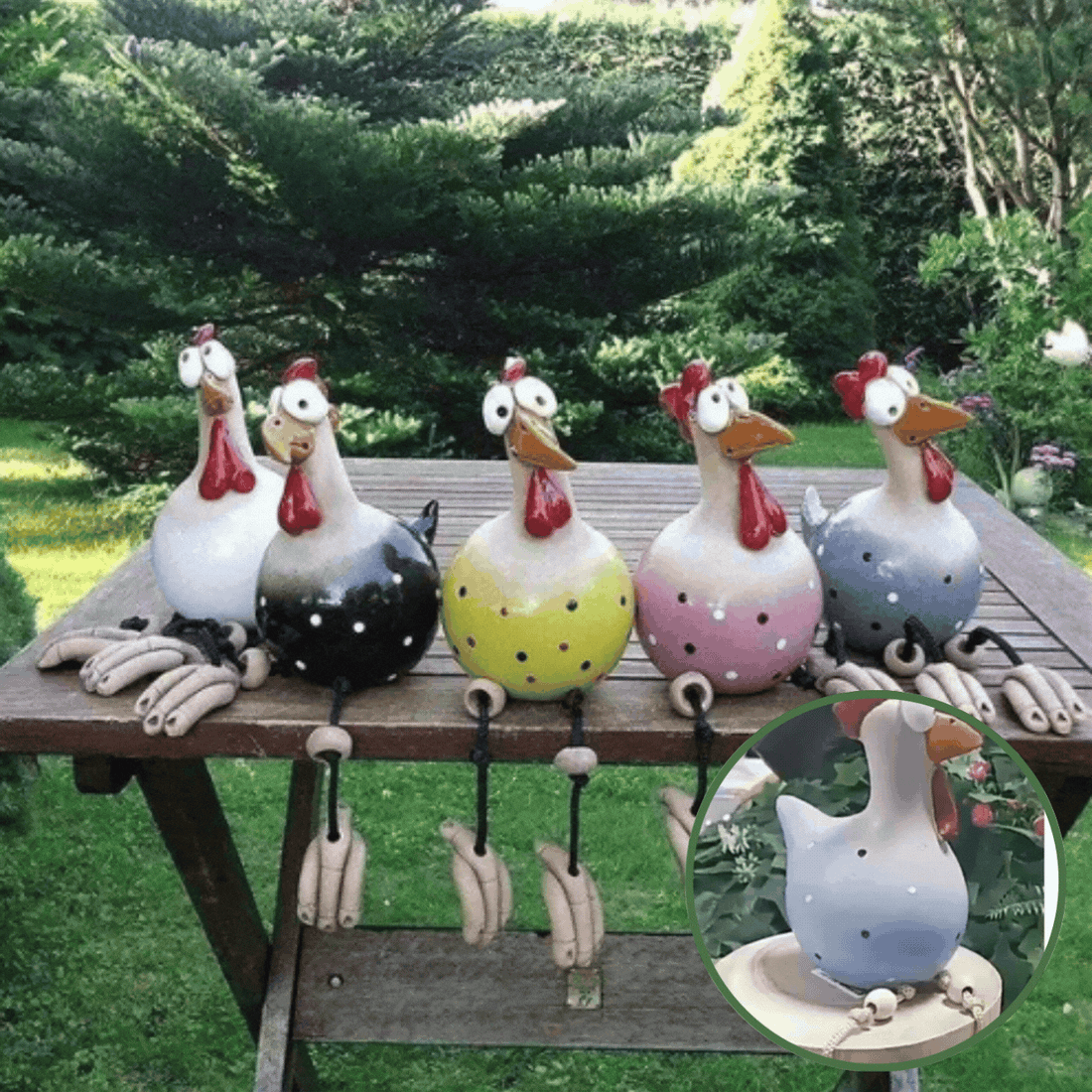 Ceramic chicken decoration for indoor and outdoor use! 0