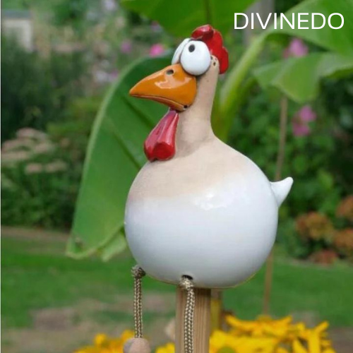 Ceramic chicken decoration for indoor and outdoor use! 2