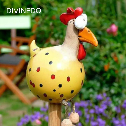 Ceramic chicken decoration for indoor and outdoor use! 4