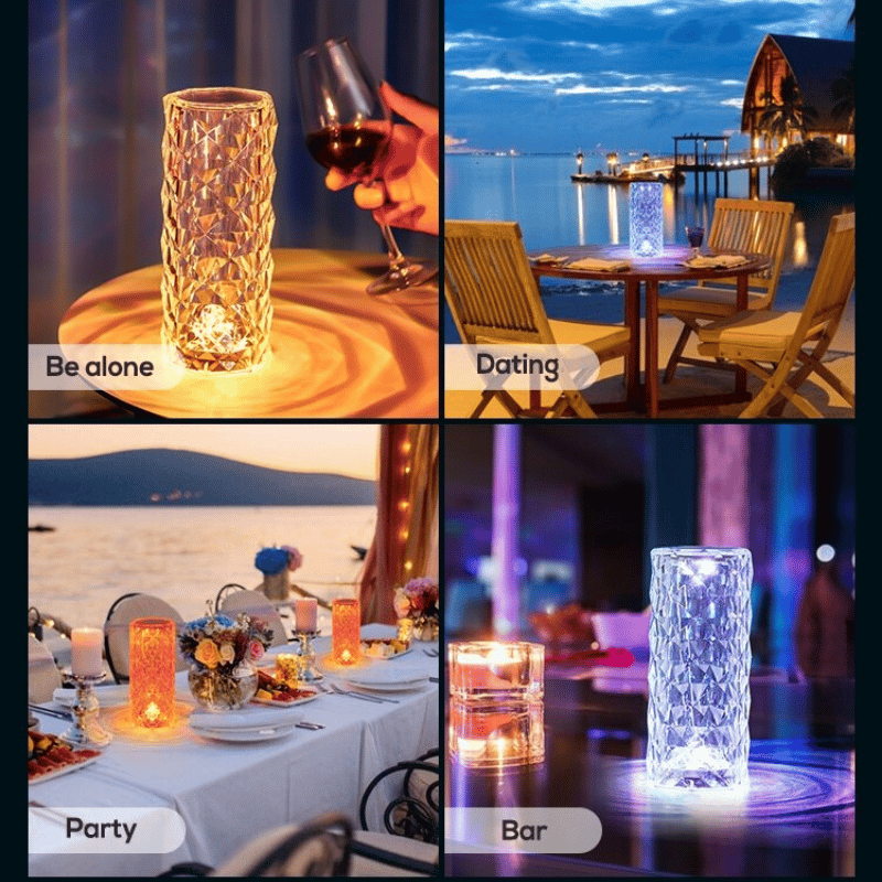 DiamondDazzle™ - 16 Colors Rose Rays Crystal Diamond Table Lamp 5