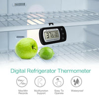 Digital Waterproof Thermometer - Large Screen, Hanging Refrigerator With