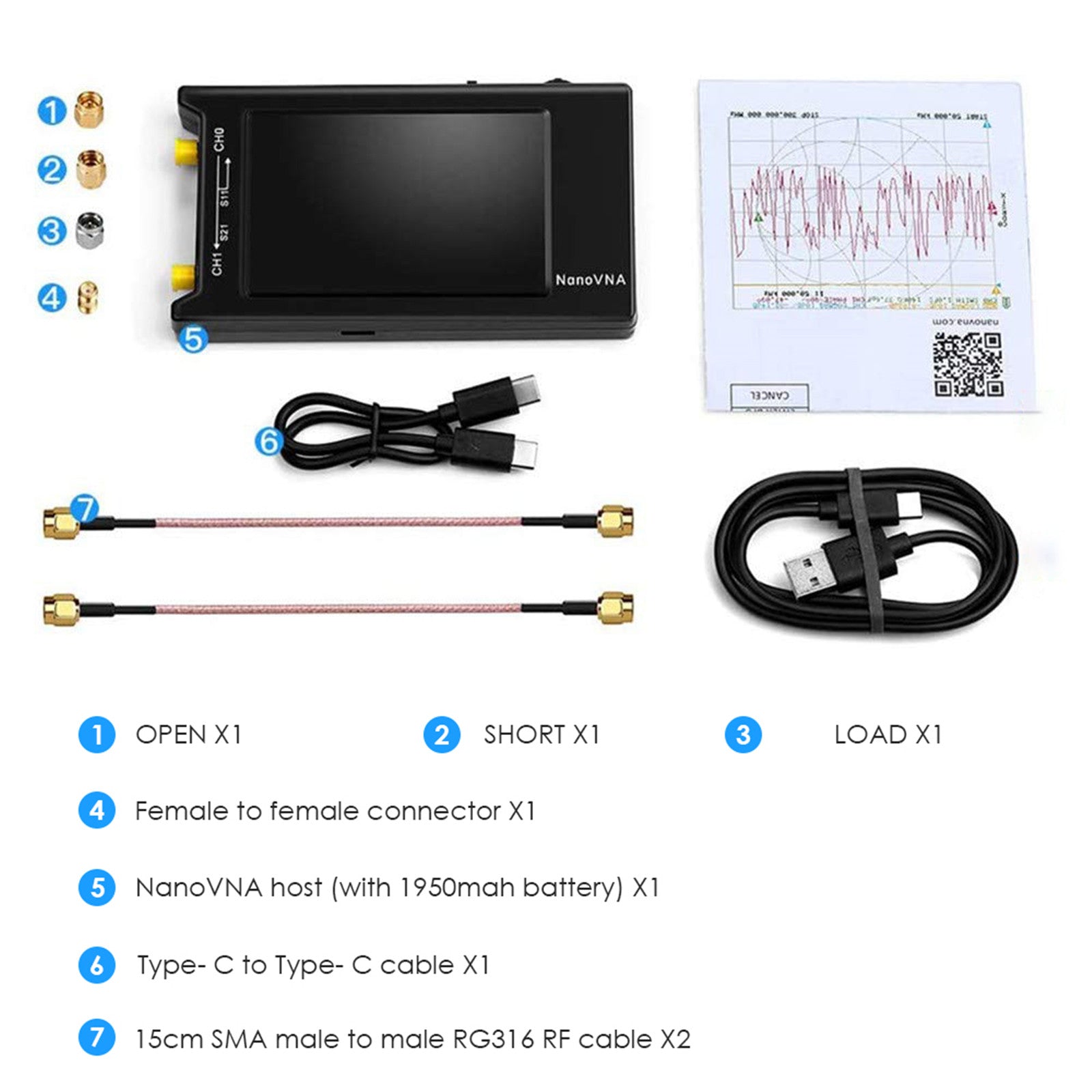 NanoVNA-H4, Netwerkanalyser, 40 inch Touchscreen