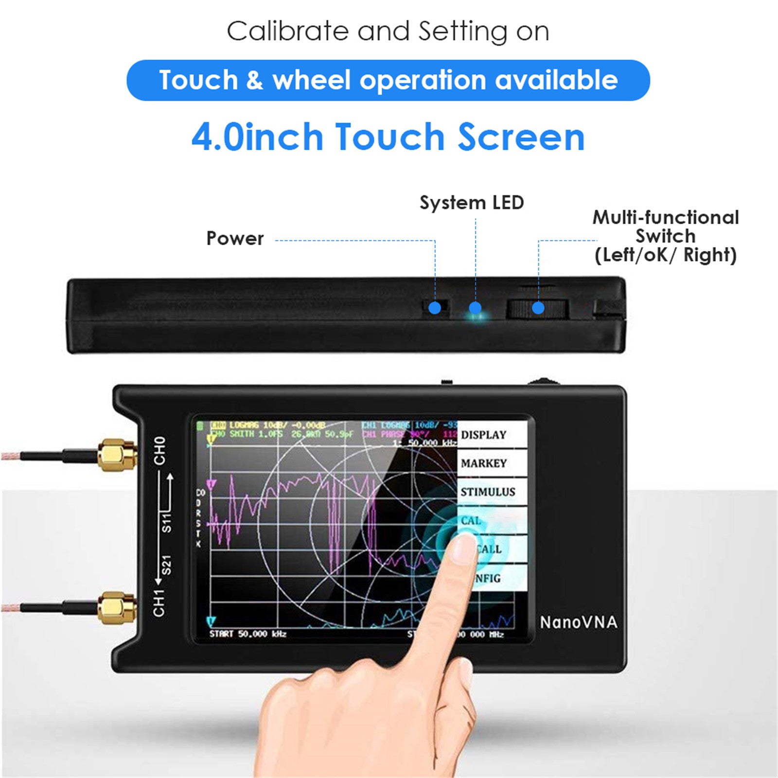 Vector Netwerkanalyser, 4-inch LCD Touchscreen, Meetbereik 10KHz-15GHz