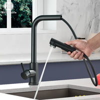 Kitchen Sink Faucet, Pull Out Sprayer, Stainless Steel Build