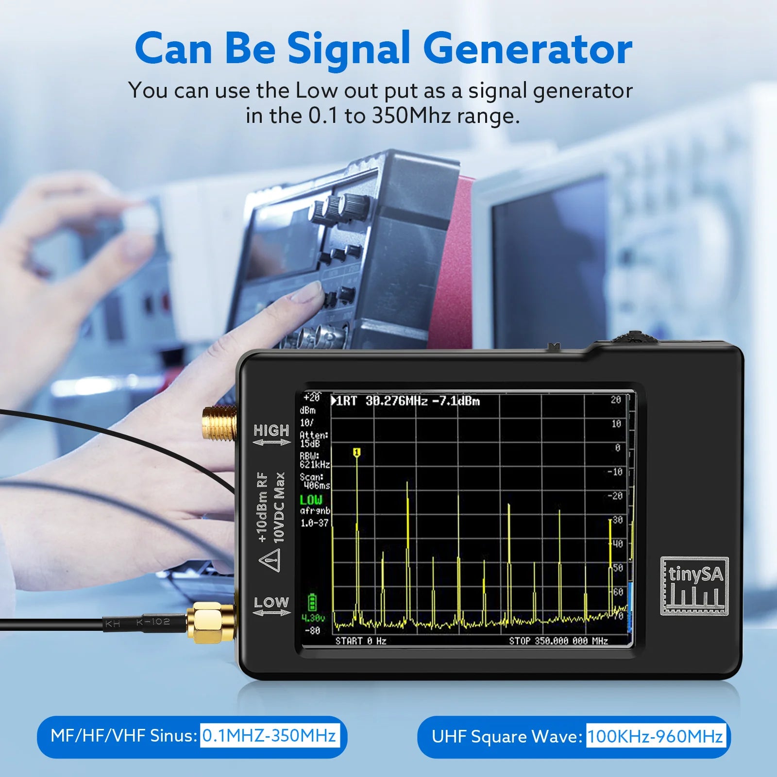 Spectrum Analyzer, 28/4 inch Display, 100kHz to 5.3GHz Range