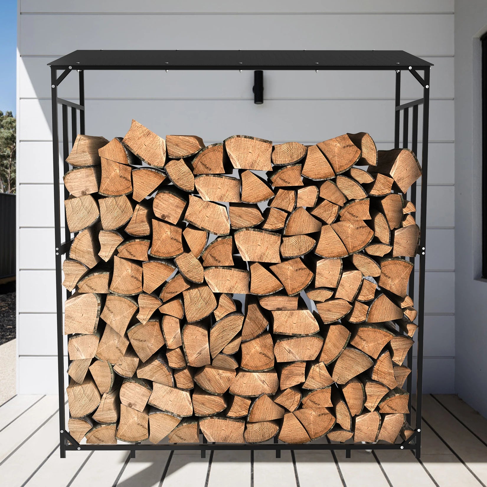 Firewood Rack Stand, Heavy Duty, Outdoor Wood Storage