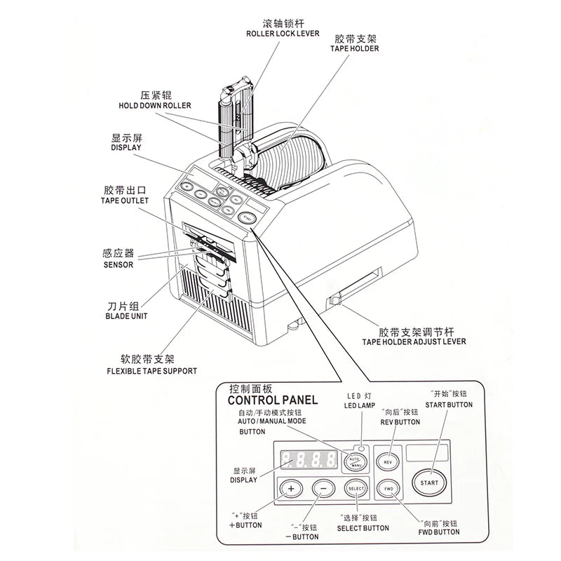 Automatische Tape Dispenser, Brede Compatibiliteit, Dubbelzijdige Snijder