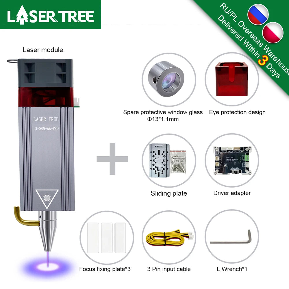 Laser Module, 20W, 40W, 80W Optical Power, Blue Light 450nm