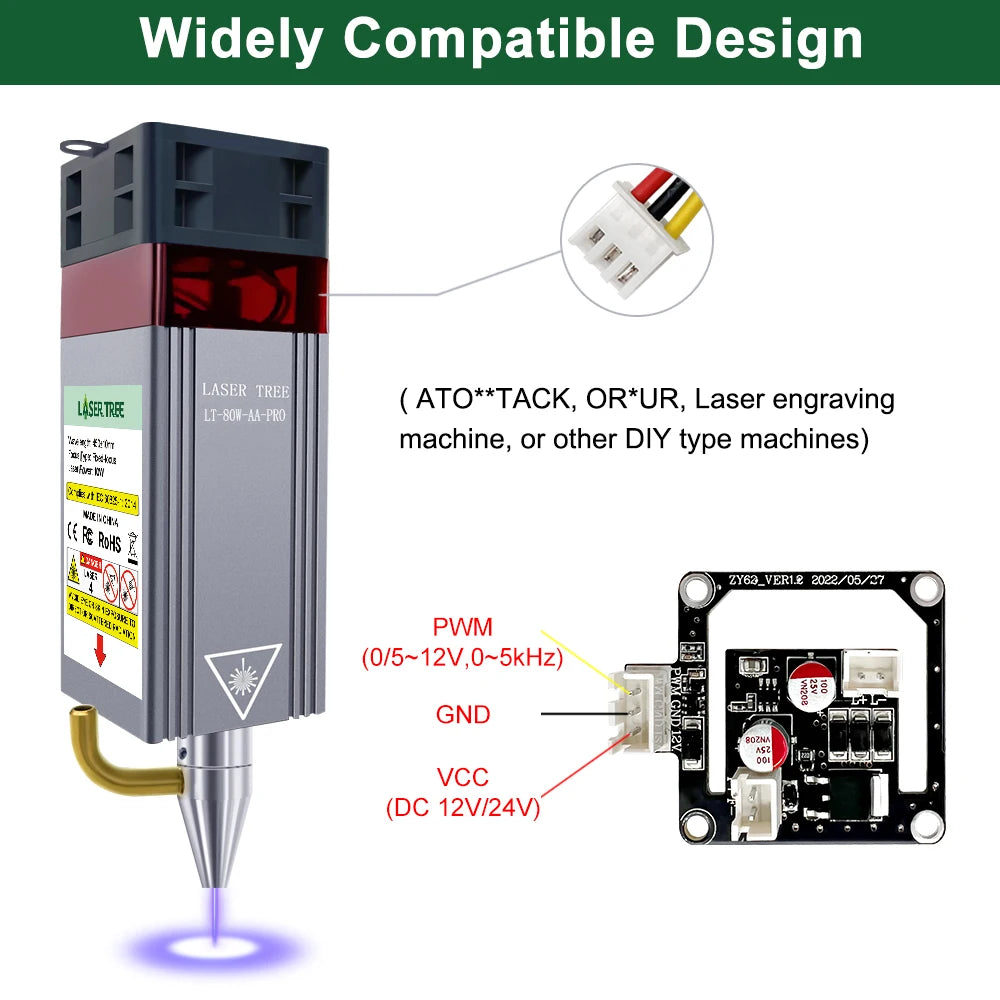 Laser Module, 80W Vermogen, Lucht Assistentie