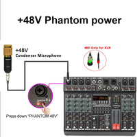 Audio Sound Mixer, 7 Band EQ, USB 2 AUX Output