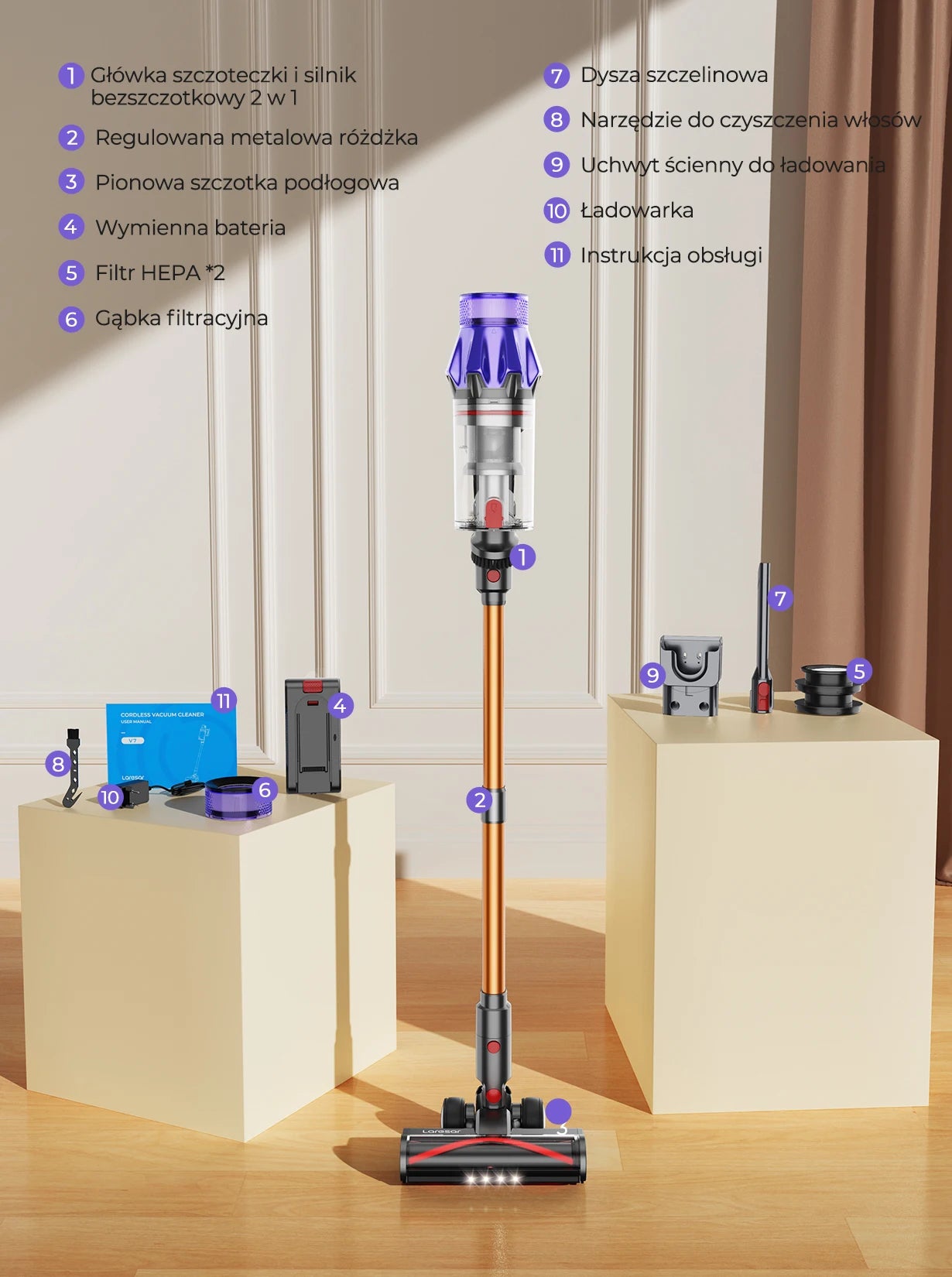 Draadloze Stofzuiger, Verwijderbare Batterij, 50KPA Zuigkracht