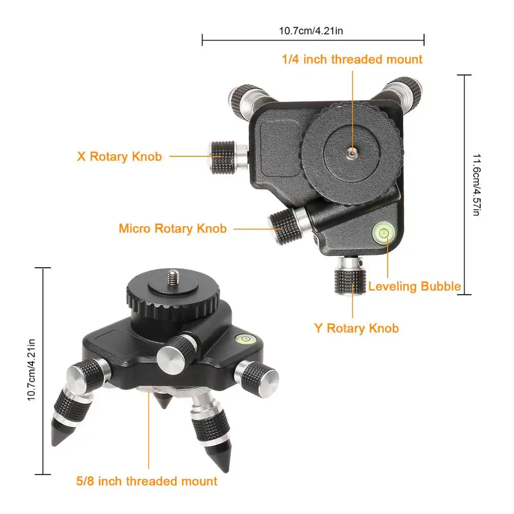 Laserwaterpas Adapter, 360-graden draaibare basis, horizontale bellenwaterpas micro-aanpassing