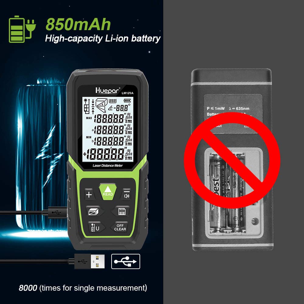 Laser Rangefinder, Backlit LCD, Li-ion Battery