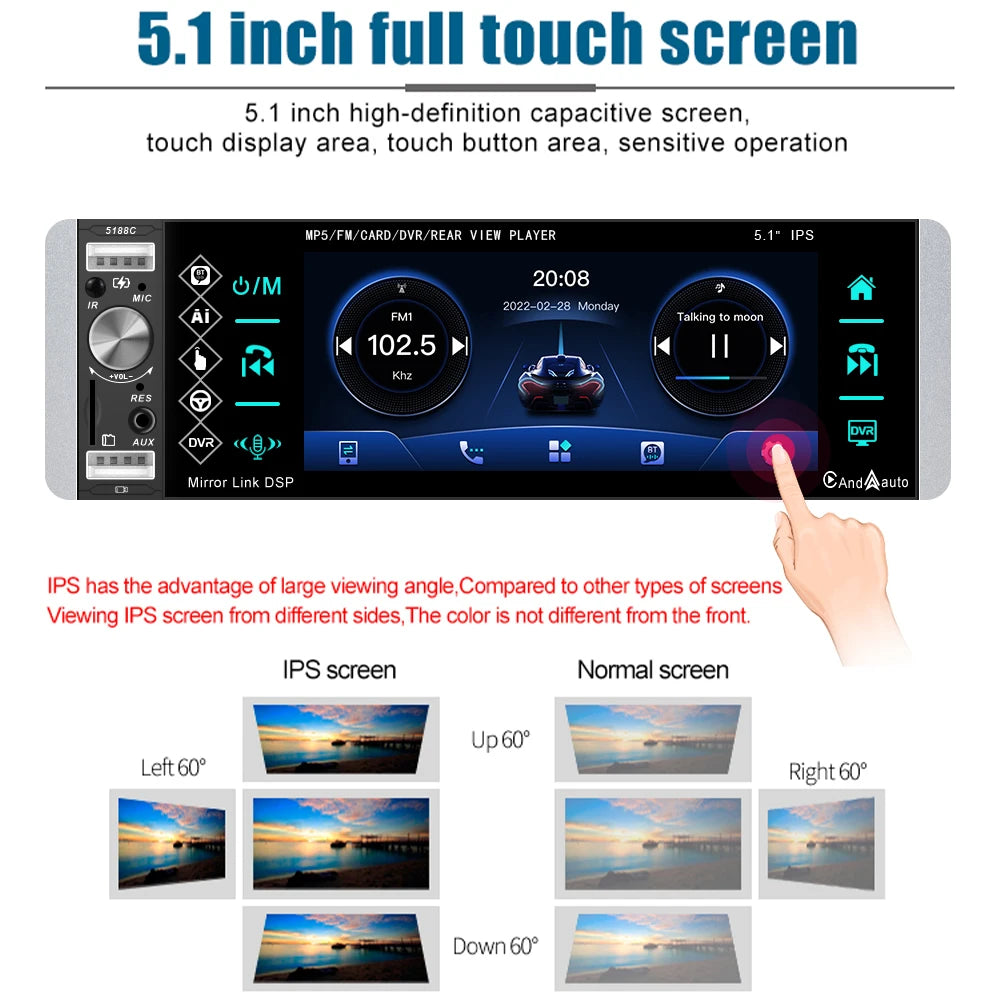 Car Radio, 51 inch Display, Bluetooth Connectivity