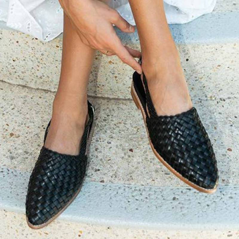 Linovero | Geflochtene Leder-Slipper mit mandelförmiger Spitze